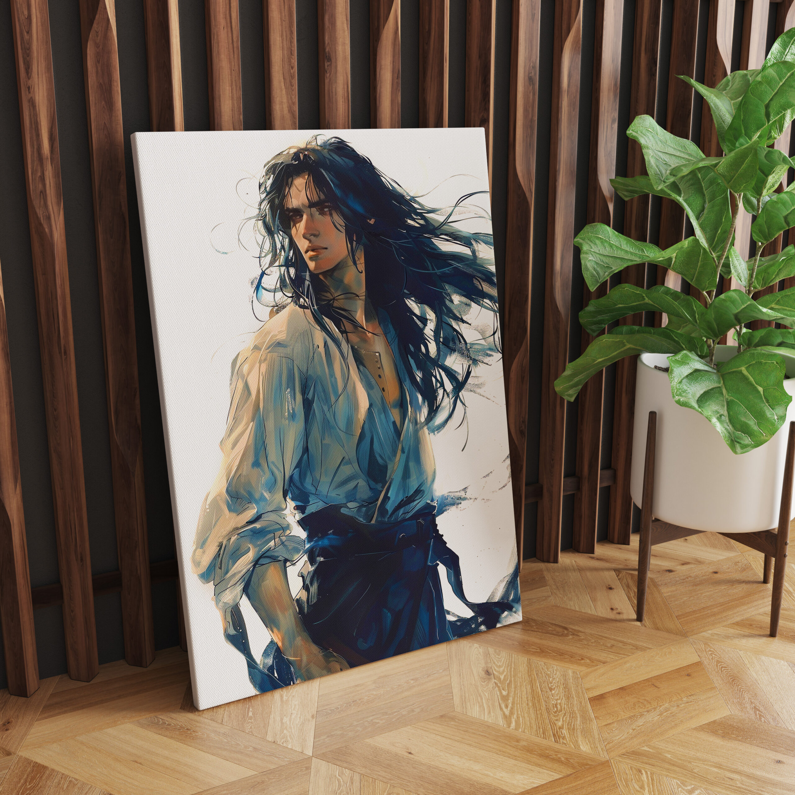 raxxa Canva: Charakterporträt im Anime Stil – junger Mann mit wehendem Haar - Image 3
