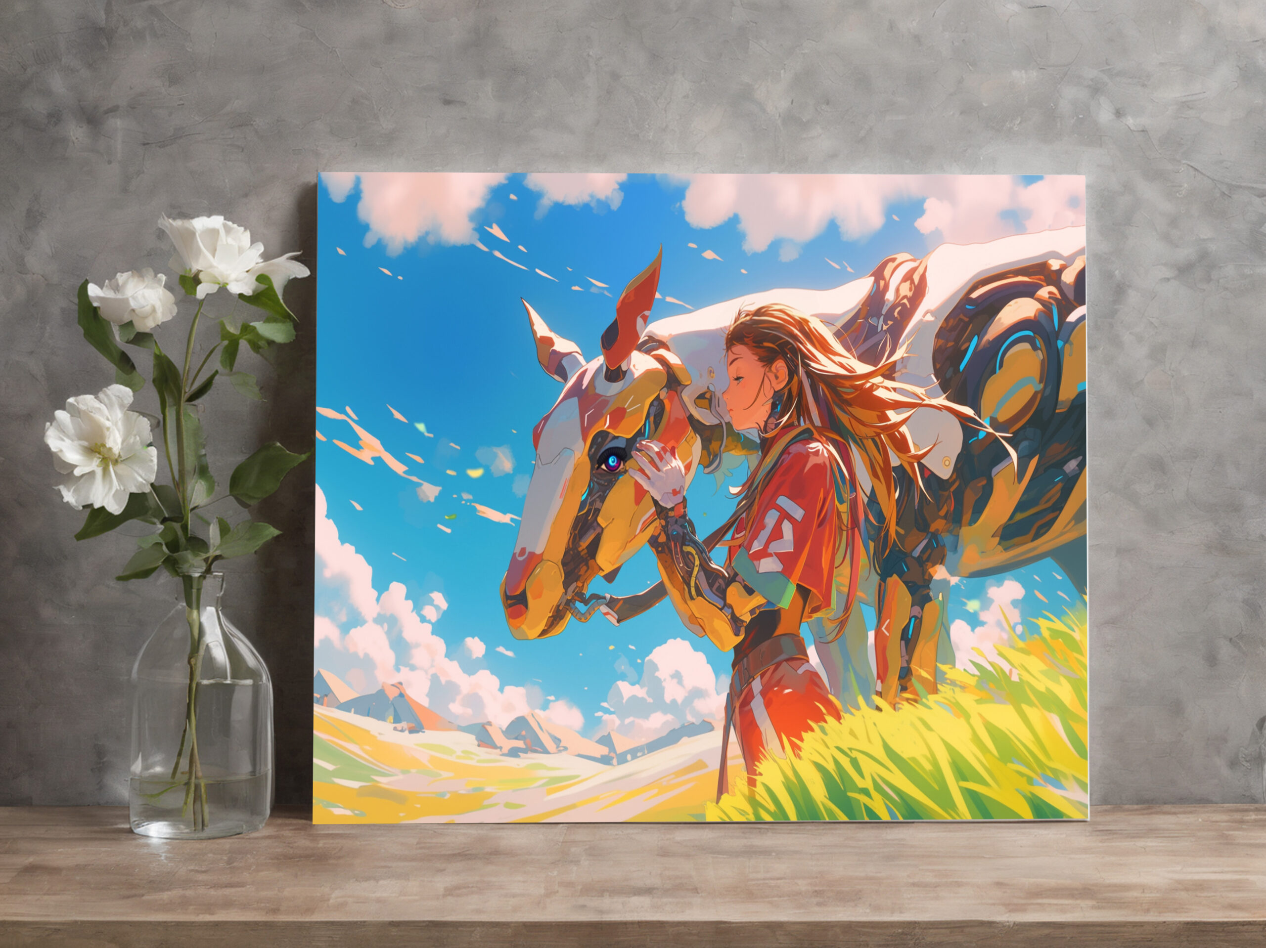 raxxa Canva: Tierwesen und Cyborg in enger Verbindung