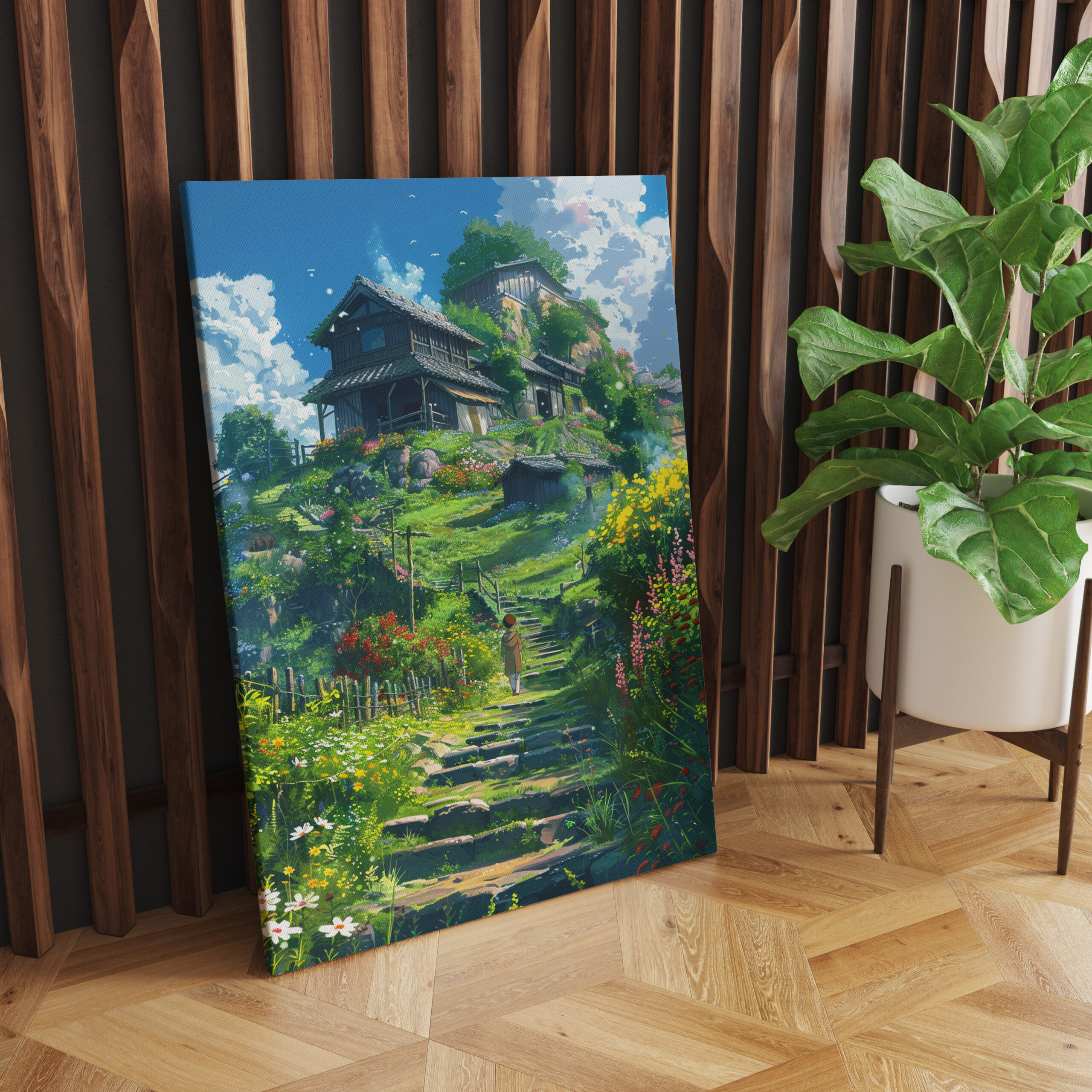 raxxa Canva: Pfad zum Hügeldorf - Anime Stil – Bild 2