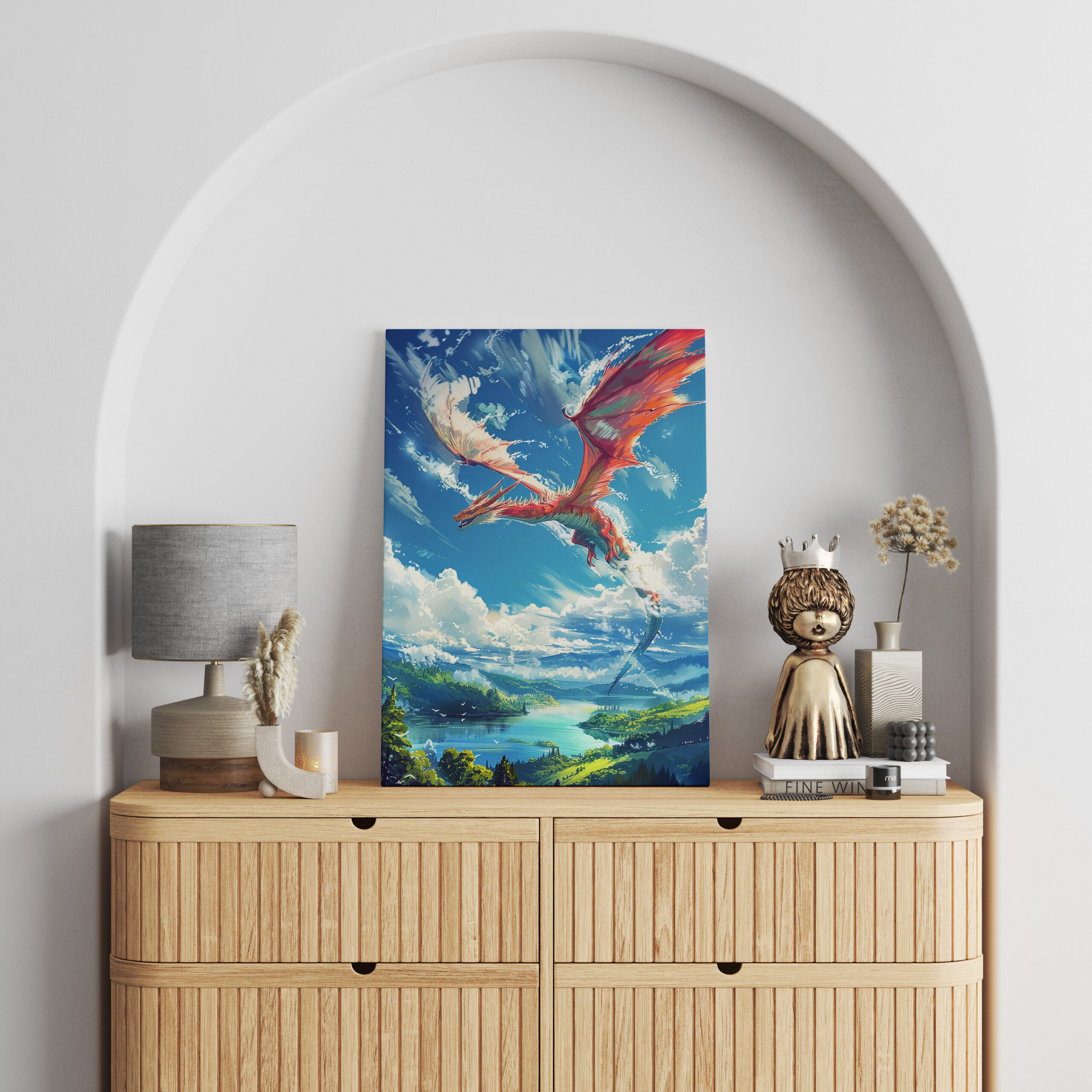 raxxa Canva: Wächter der Himmelslande - Roter Drache im Anime Stil - Image 2