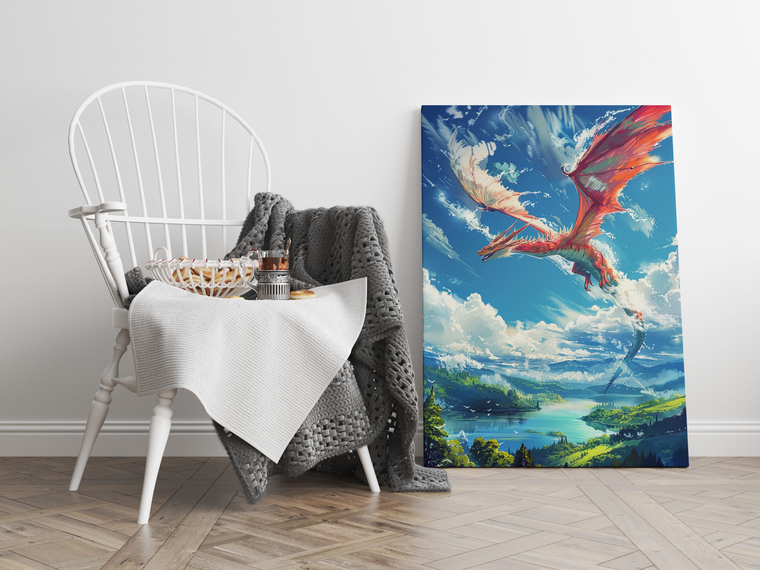 raxxa Canva: Wächter der Himmelslande - Roter Drache im Anime Stil - Image 3