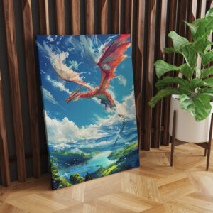 raxxa Canva: Wächter der Himmelslande - Roter Drache im Anime Stil