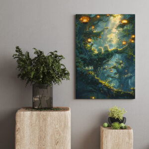 raxxa Canva: Waldlichter und Waldbewohner im Anime Stil