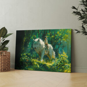 raxxa Canva: Waldreiterin und der weiße Wolf - Anime Stil