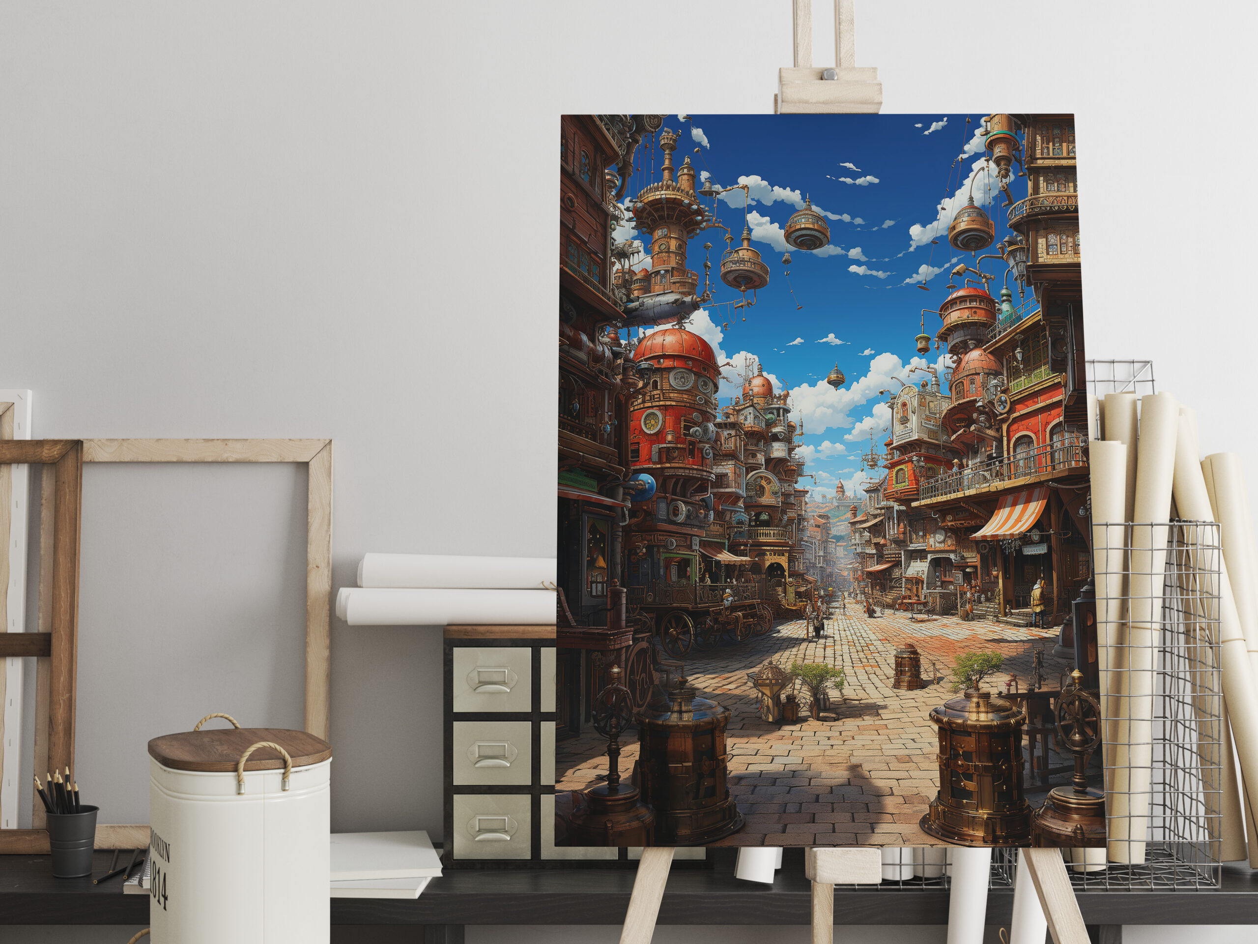 raxxa Canva: Schwebende Türme der Zukunft - Anime Steampunk