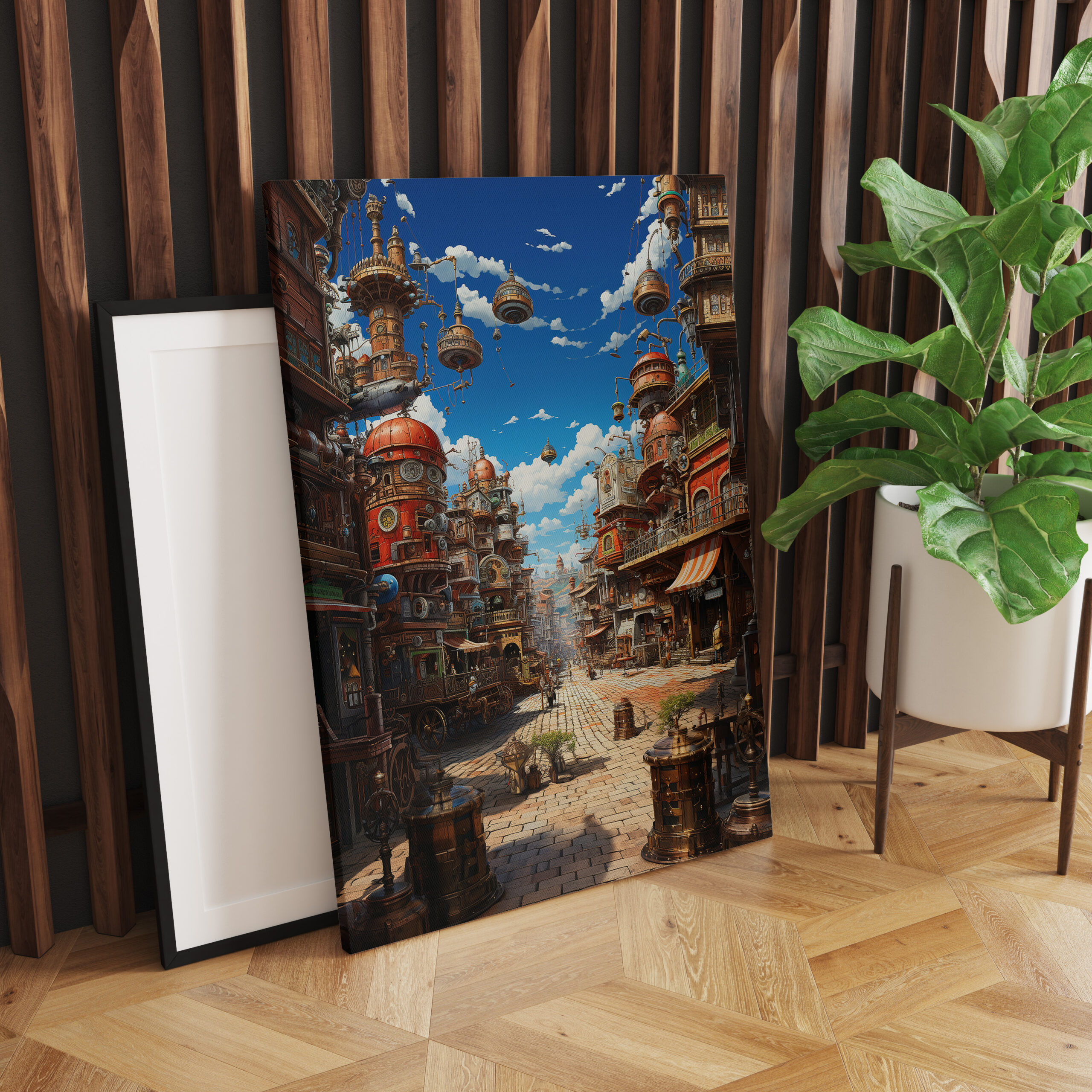 raxxa Canva: Schwebende Türme der Zukunft - Anime Steampunk - Imagen 2