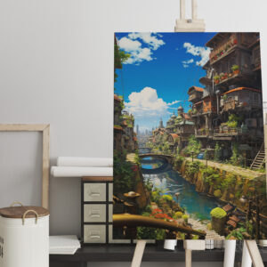 raxxa Canva: Verwunschene Gasse am Wasserkanal - Anime Steampunk