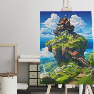 raxxa Canva: Haus über den Wolken - Anime Stil