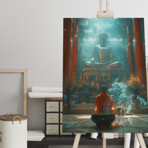 raxxa Canva: Buddhistischer Mönch im Tempel