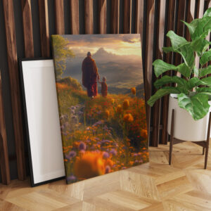 raxxa Canva: Zwei buddhistische Mönche bei Sonnenuntergang