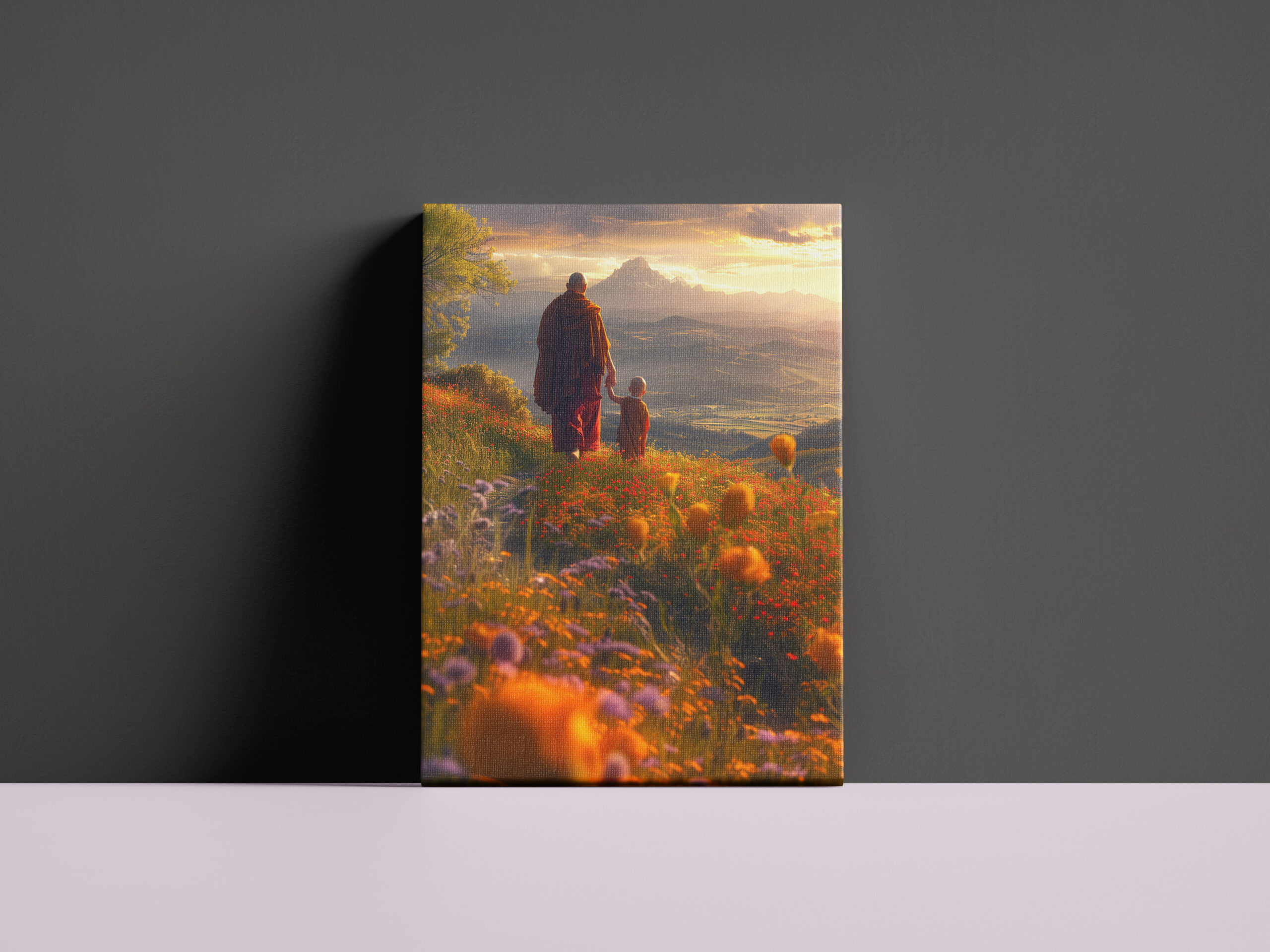 raxxa Canva: Zwei buddhistische Mönche bei Sonnenuntergang - Imagen 3