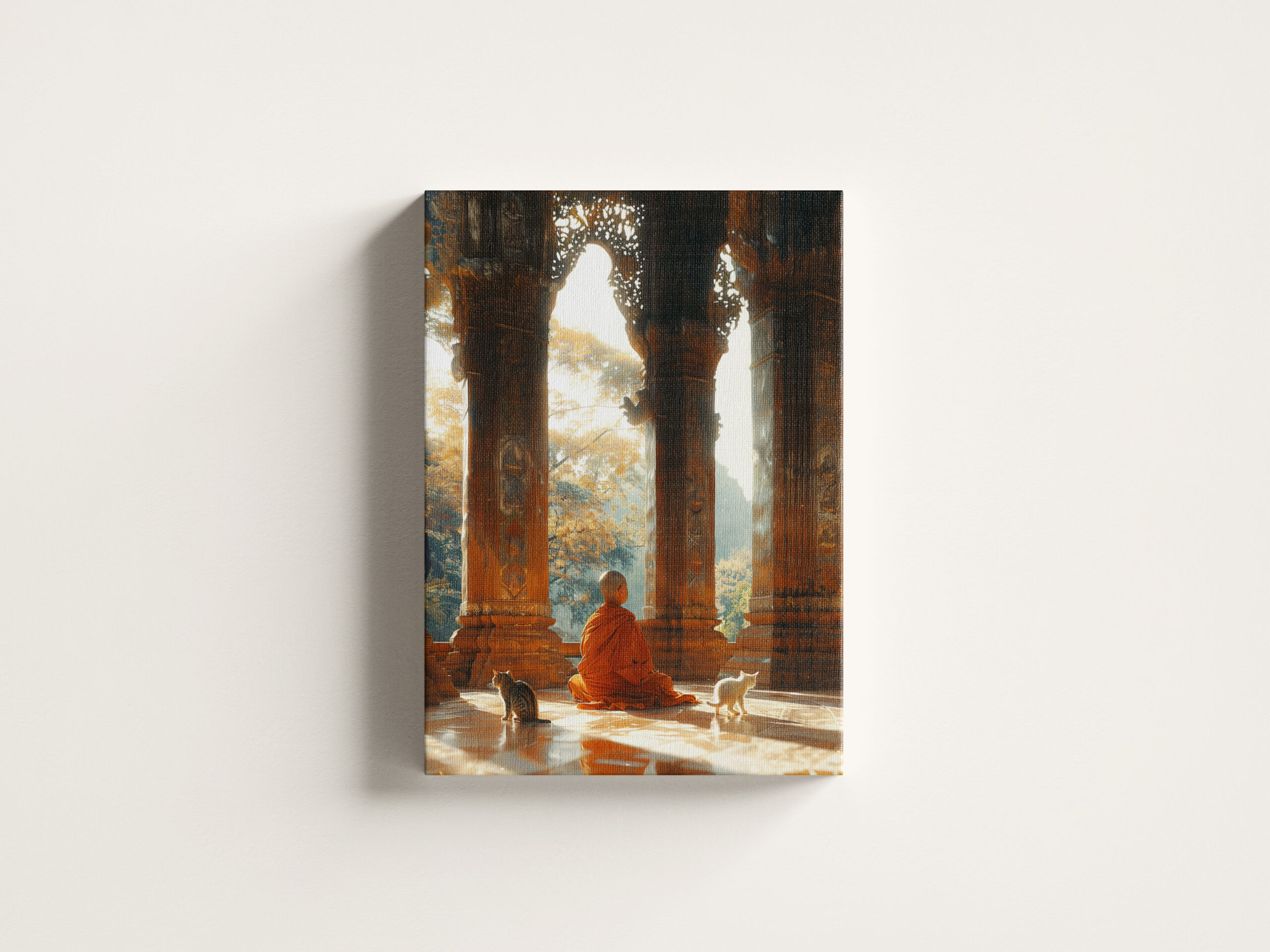 raxxa Canva: Stille Meditation im Tempel mit Katzen - buddhistischer Mönch - immagine 3