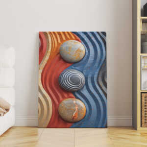 raxxa Canva: Bunte Zen-Steine im Sandmuster II