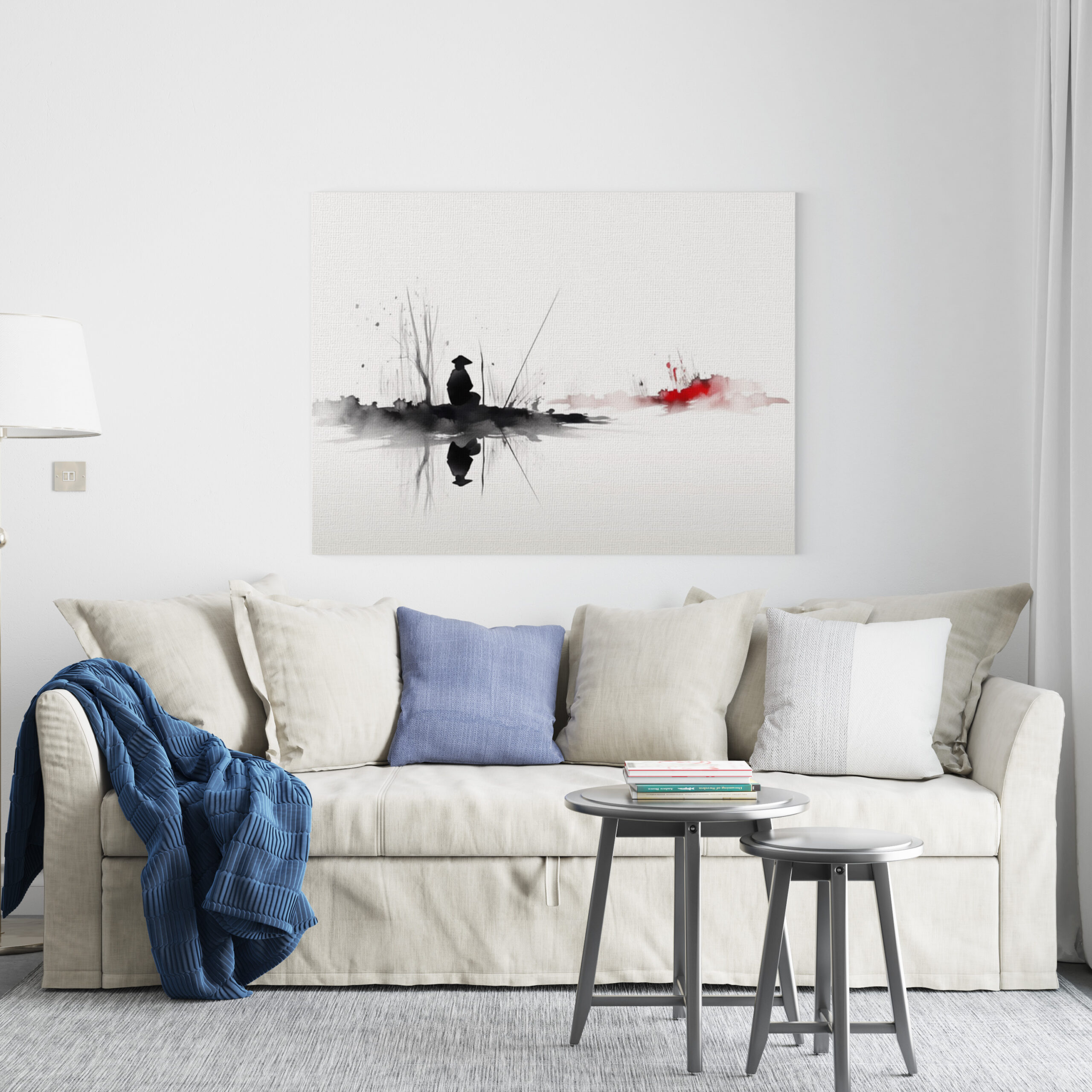 raxxa Canva: Angler am Wasser - japanische Tuschezeichnung – Image 2