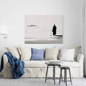 raxxa Canva: Mönch am Wasser - japanische Tuschezeichnung