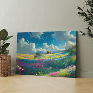 raxxa Canva: Weites Blumental mit Wolken - Anime Stil