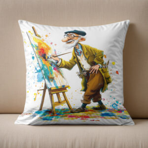 Kissen: Humorous Elderly Man Reading Illustration