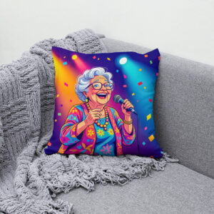 Kissen: Grandmother Singing on Stage Illustration