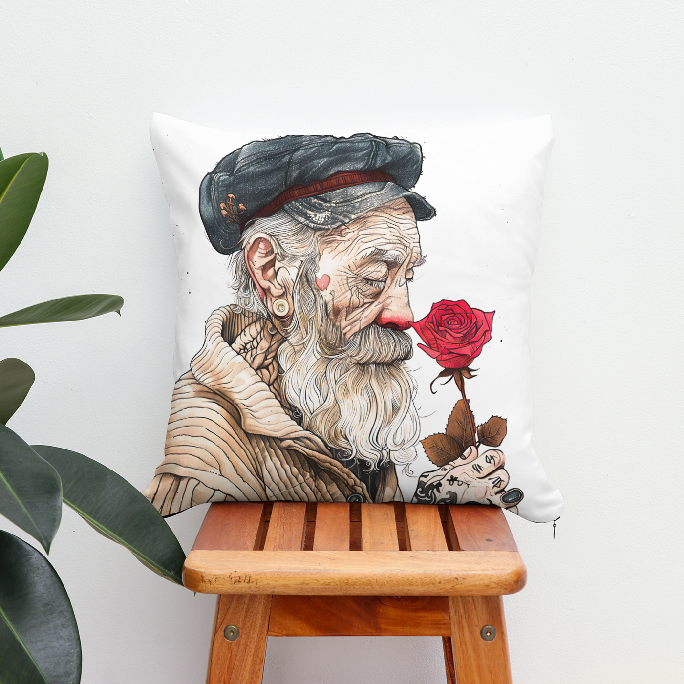 Kissen: Sailor Holding Red Rose In Romantic Gesture - immagine 2