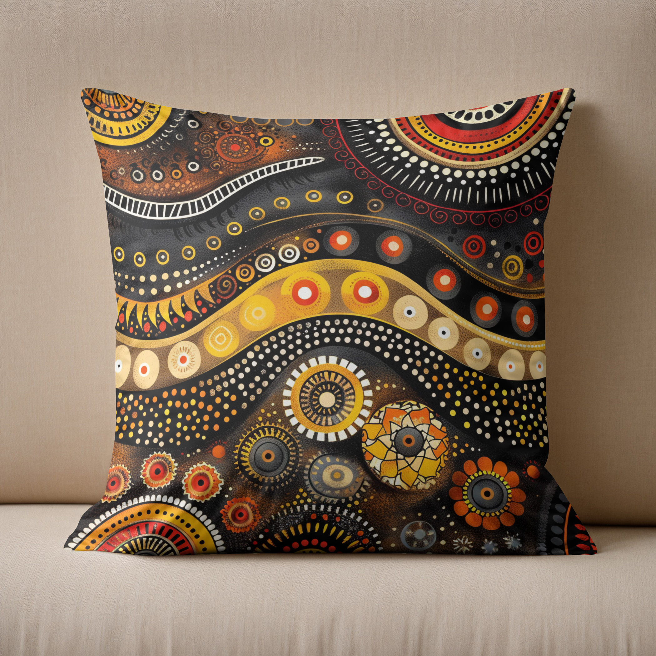 Kissen: Aborigine inspirierte Traumzeit Muster