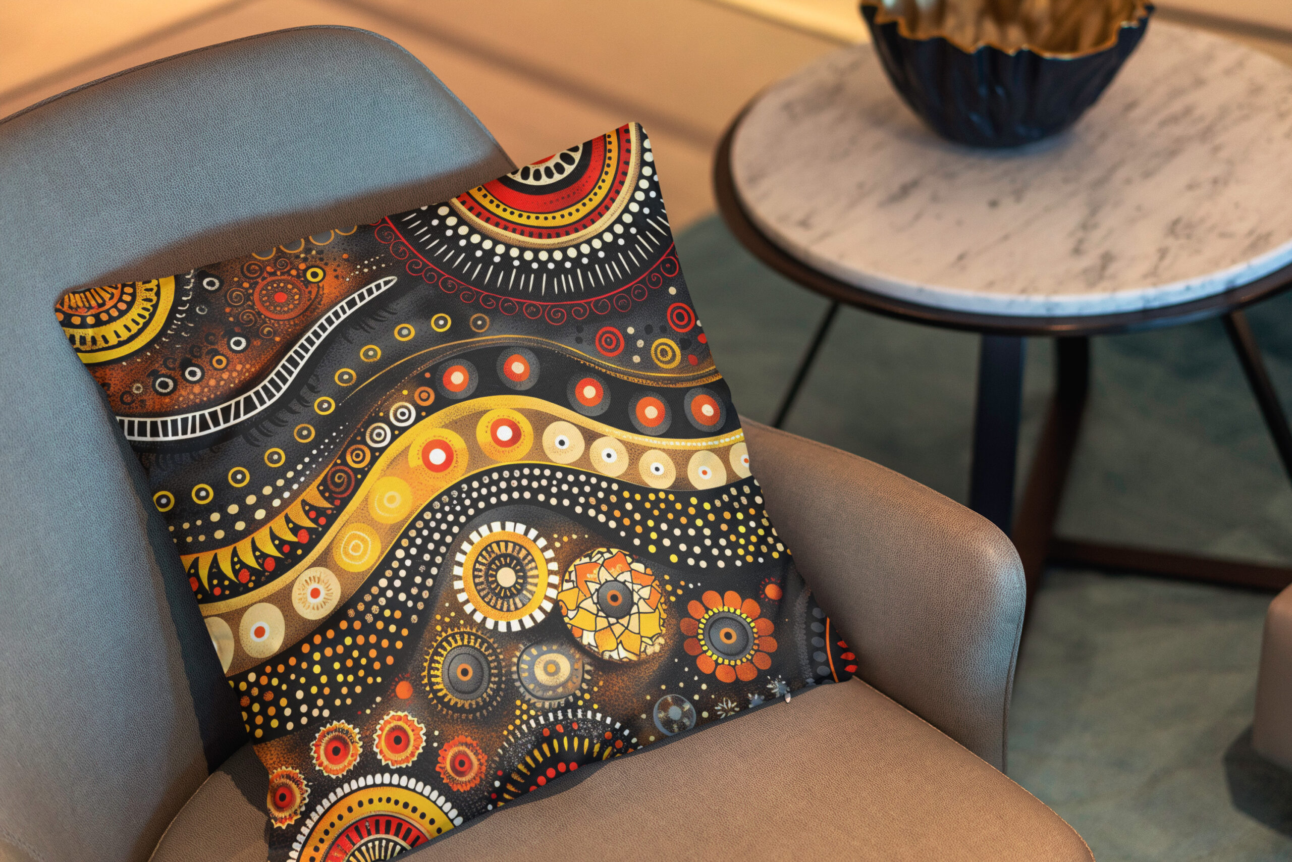 Kissen: Aborigine inspirierte Traumzeit Muster – Bild 2