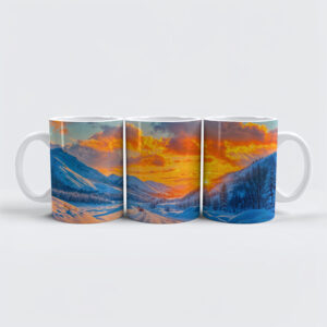 raxxa Premium-Tasse: Roads at Sunset in Winter Through Mountains