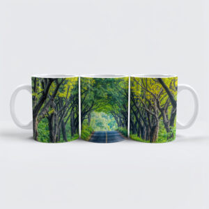 raxxa Premium-Tasse: Road Through Dense Tree Alley