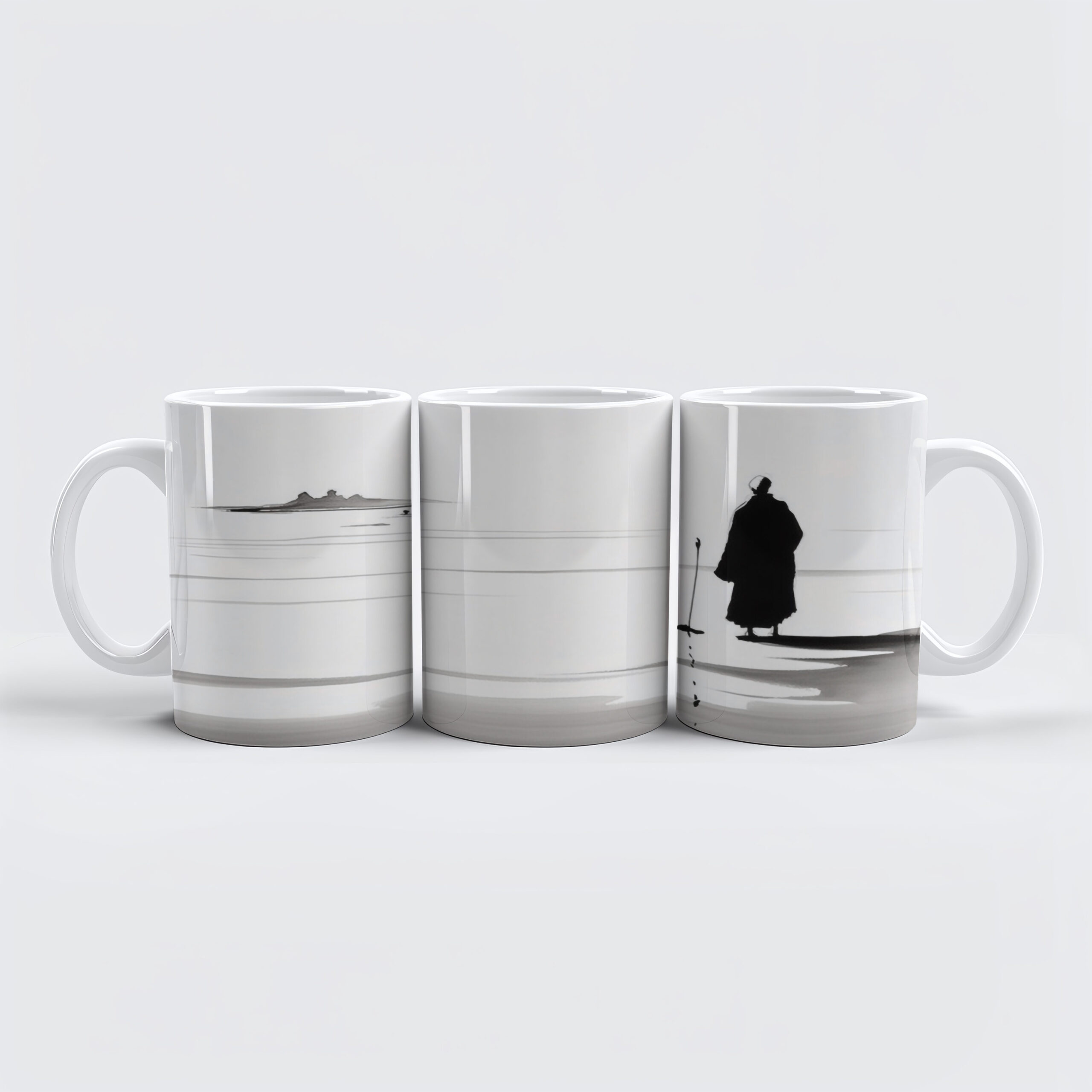 raxxa Premium-Tasse: Mönch am Wasser - japanische Tuschezeichnung