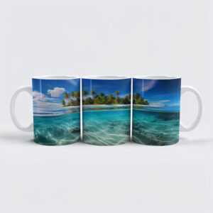raxxa Premium-Tasse: Palmeninsel und türkisblaues Meer