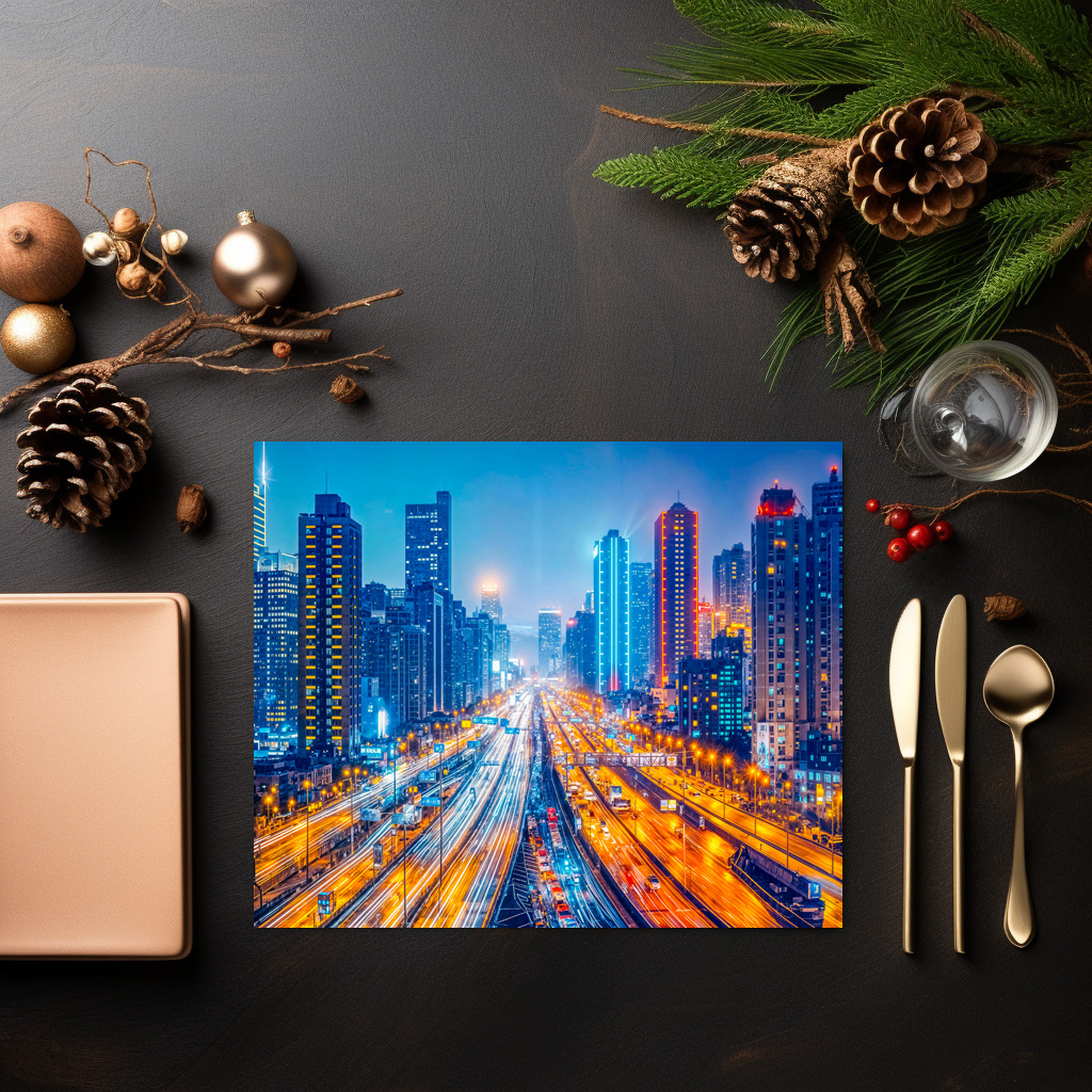 raxxa Premium-Tischset: Roads Through Big City Skyline – Image 3