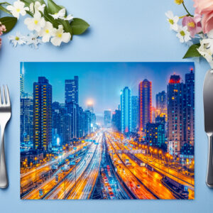 raxxa Premium-Tischset: Roads Through Big City Skyline