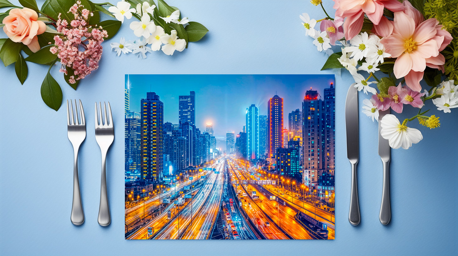 raxxa Premium-Tischset: Roads Through Big City Skyline