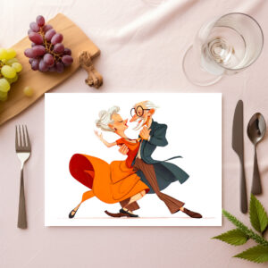 raxxa Premium-Tischset: Elderly couple dancing gracefully in vibrant attire