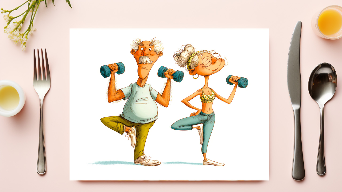 raxxa Premium-Tischset: Funny Elderly Man Doing Yoga Illustration – Image 2