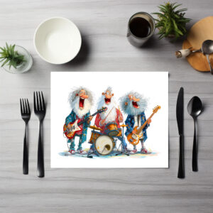 raxxa Premium-Tischset: Funny illustration of seniors playing rock music