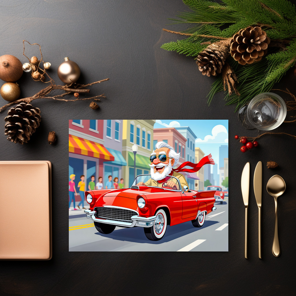 raxxa Premium-Tischset: Grandpa driving a convertible car – Bild 2