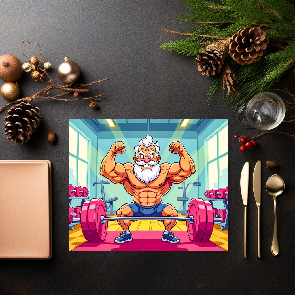 raxxa Premium-Tischset: Grandpa lifting weights making sports - Image 3