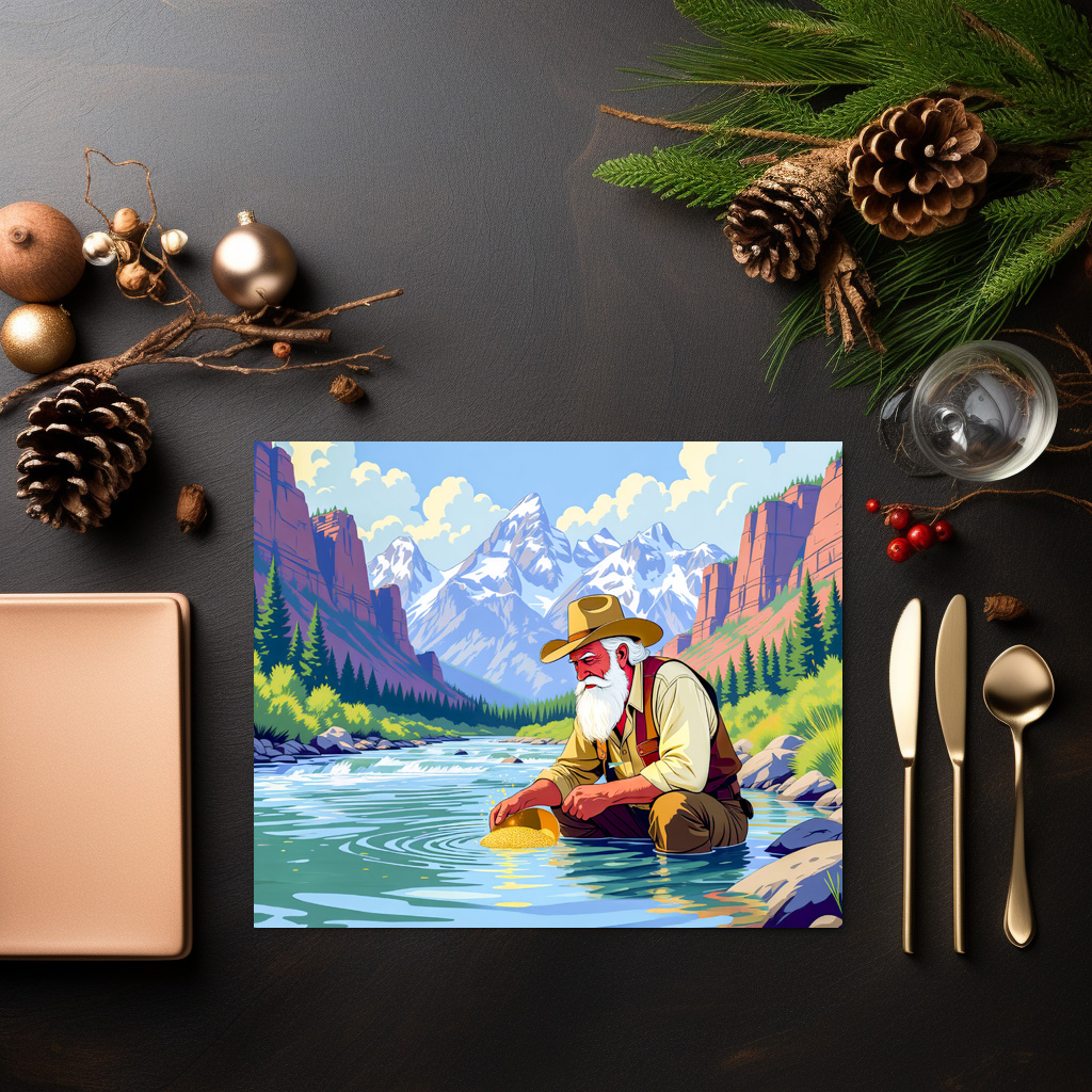 raxxa Premium-Tischset: Grandpa gold panning at Yukon River - immagine 2