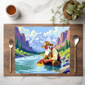 raxxa Premium-Tischset: Grandpa gold panning at Yukon River