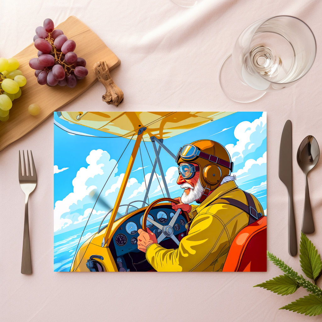 raxxa Premium-Tischset: Grandpa flying a plane