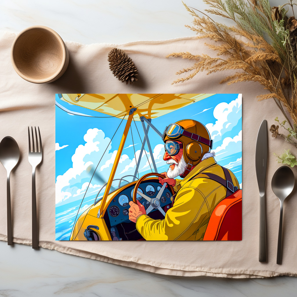 raxxa Premium-Tischset: Grandpa flying a plane - immagine 2