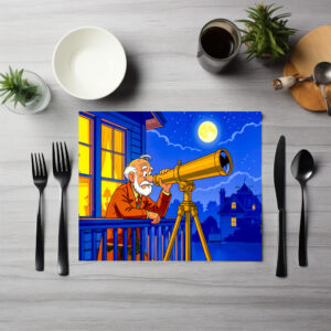 raxxa Premium-Tischset: Grandpa Stargazing with Telescope