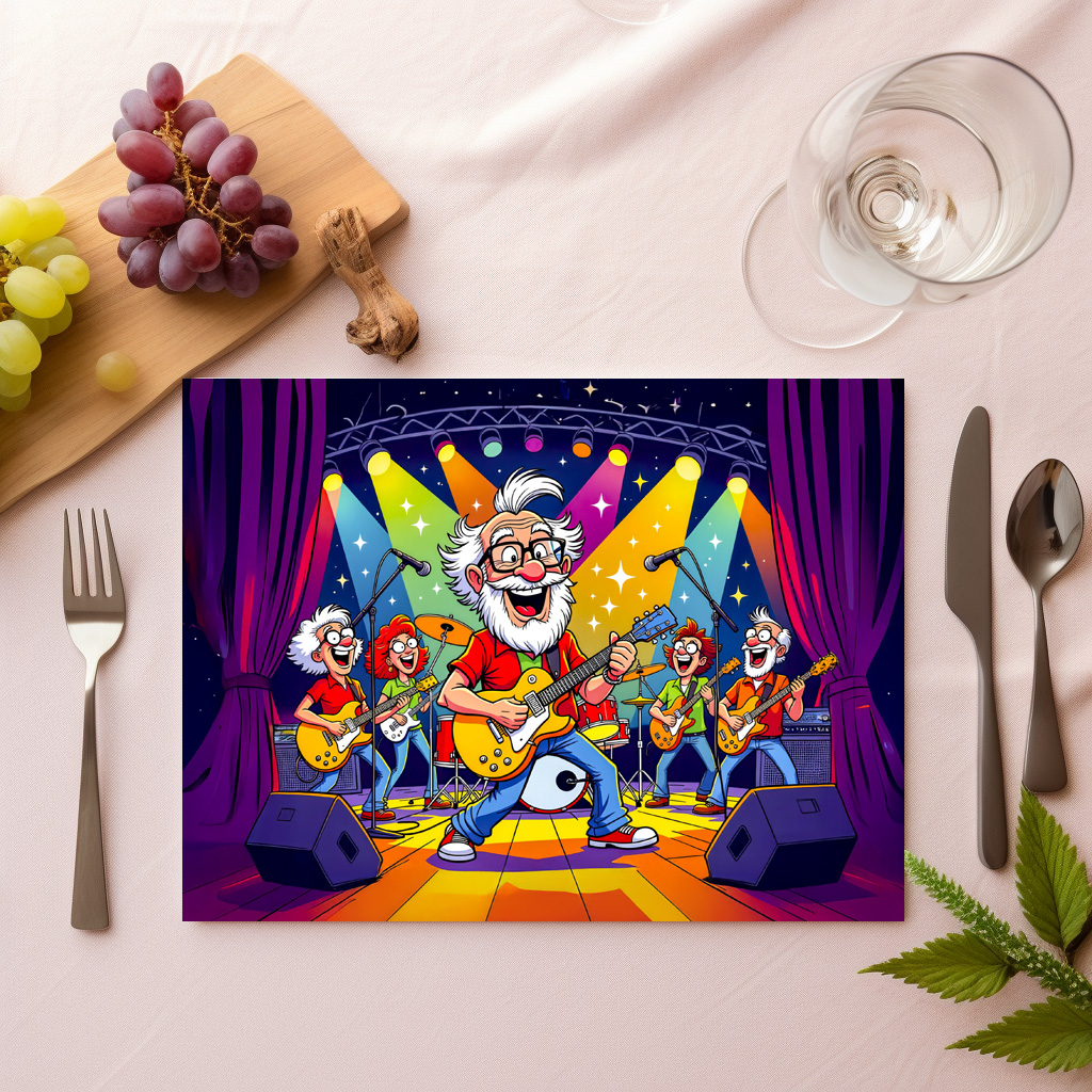 raxxa Premium-Tischset: Grandpa playing in a rock band on stage - Imagen 2
