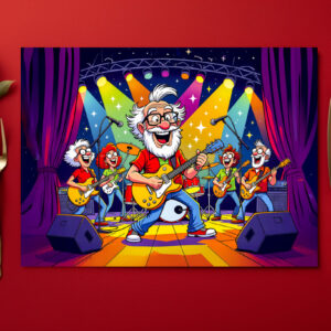raxxa Premium-Tischset: Grandpa playing in a rock band on stage