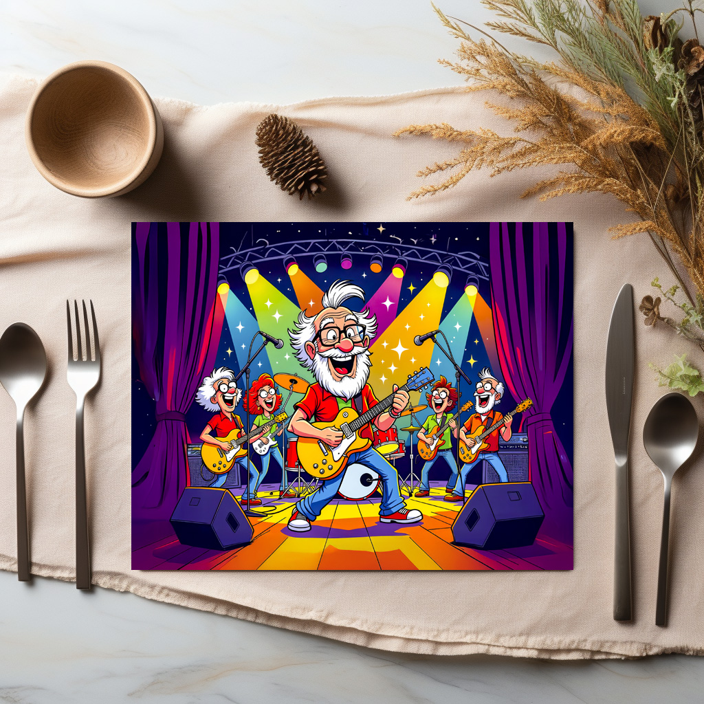 raxxa Premium-Tischset: Grandpa playing in a rock band on stage - Imagen 3