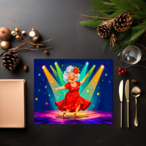 raxxa Premium-Tischset: Grandmother Dancing on Stage Illustration