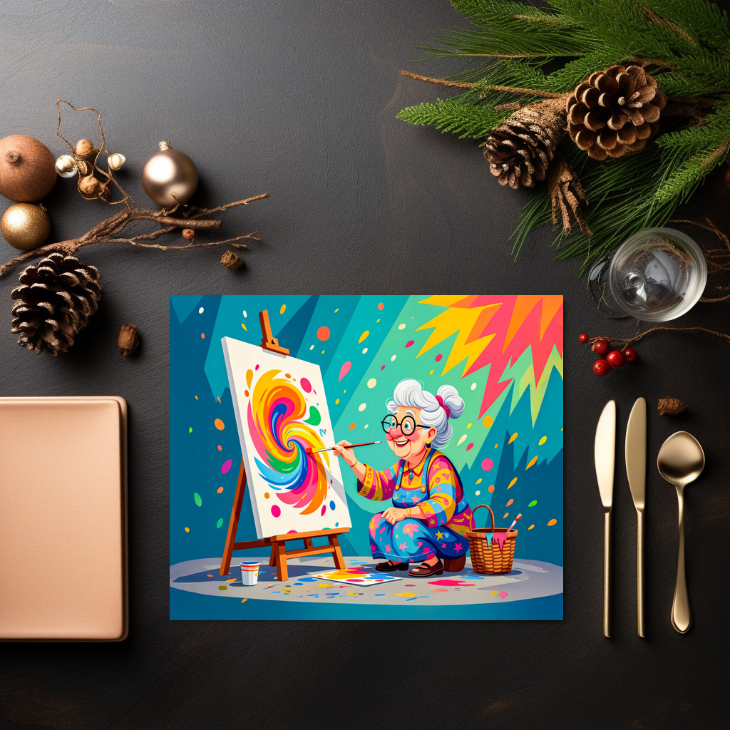 raxxa Premium-Tischset: Grandmother Painting Art Illustration – Image 3