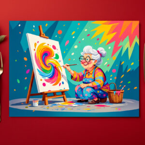 raxxa Premium-Tischset: Grandmother Painting Art Illustration