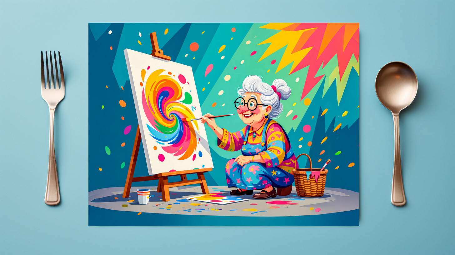raxxa Premium-Tischset: Grandmother Painting Art Illustration – Image 2