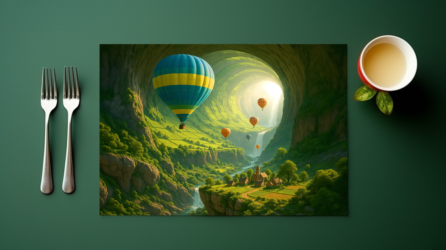 raxxa Premium-Tischset: Das leuchtende Tal der Ballons - Flug durch das Tor der Natur - immagine 3